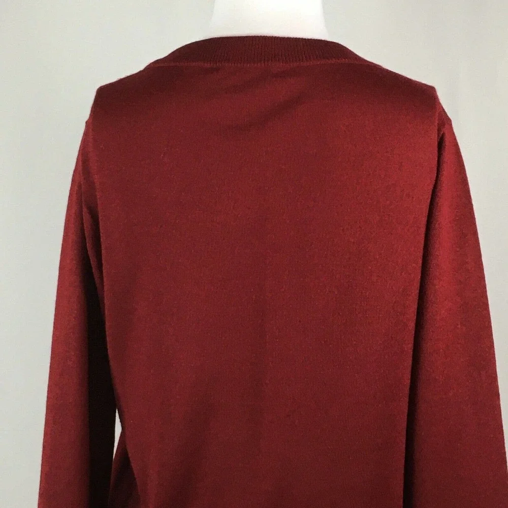 J. Crew Sweater Womens Sz M Maroon‎ Red Merino Wool Blend Pullover